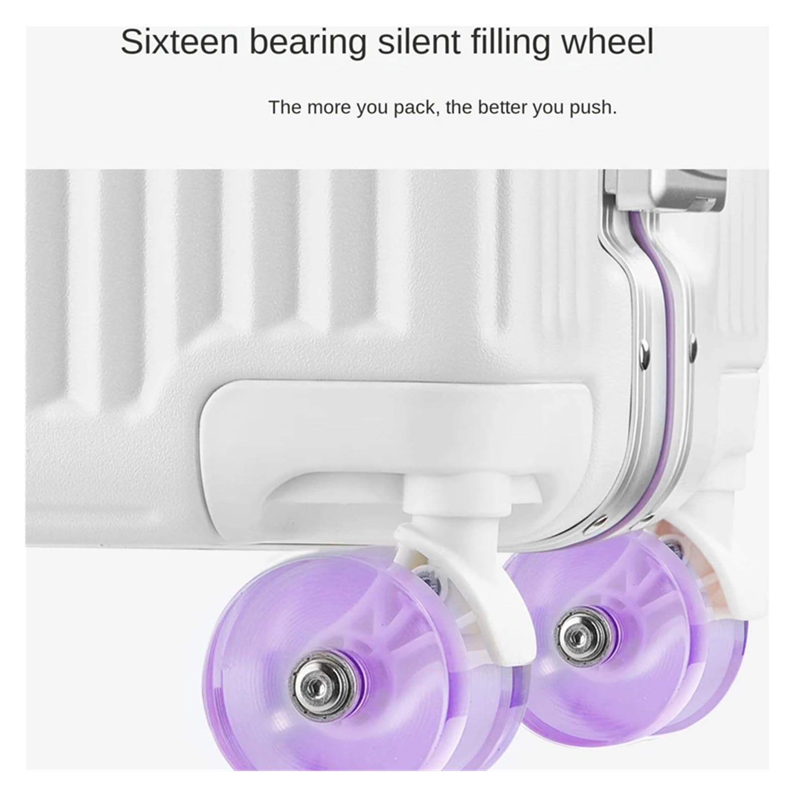 Valigia da viaggio 20/24/28 Inch Wide Handle Travel Valigia Telaio in alluminio, Bianco e viola., 24Inches 600mm, Classico | Valigia trolley trolley con ruote imbarco bagagli rotolamento bagagli