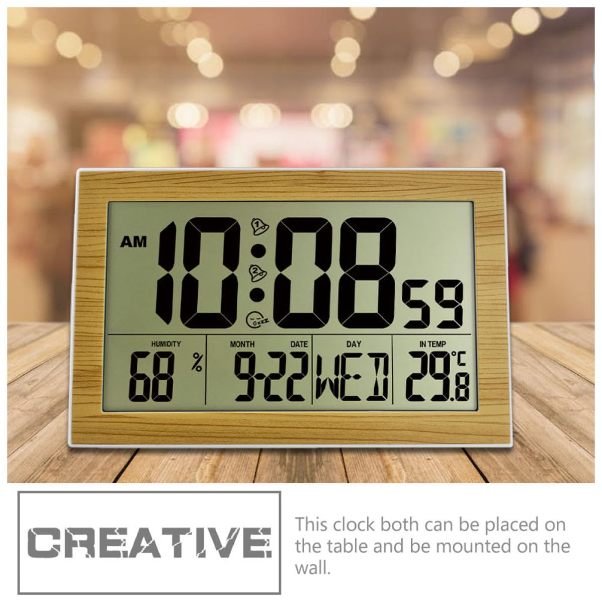 Reloj Despertador Digital de Pared Calendario para Oficina y Hogar