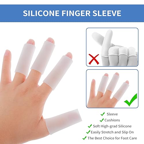 Miniatura 5 de Funda de silicona para dedos, 20 piezas de protectores de gel para artritis, desencadenante de dolor de dedos, tubos de gel para dedos para el