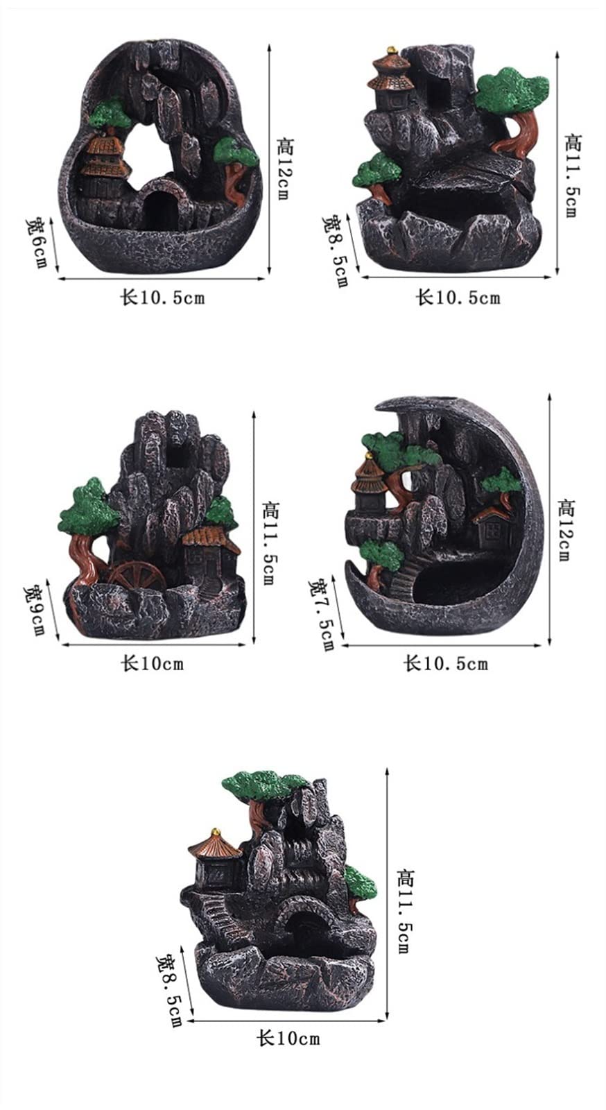 Waterval Hars Terugstromen Wierook, Berg Toren Wierook Houder Wierook Stok voor Home Office Yoga Aromatherapie Ornament