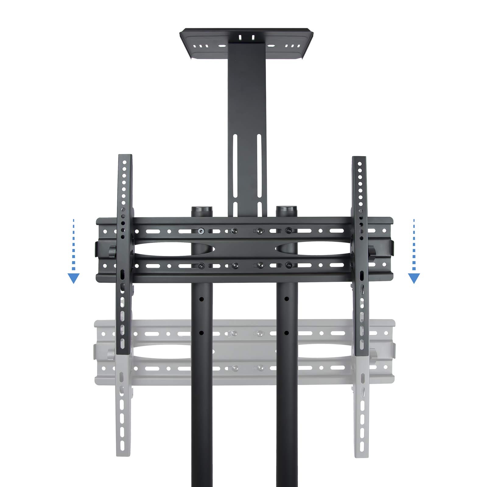 TOOQ FS1470M-B - Soporte de Suelo para TV/LED de 37" a 70" (móvil, Dos Bases para Audio Video, Regulable en Altura) Color Negro