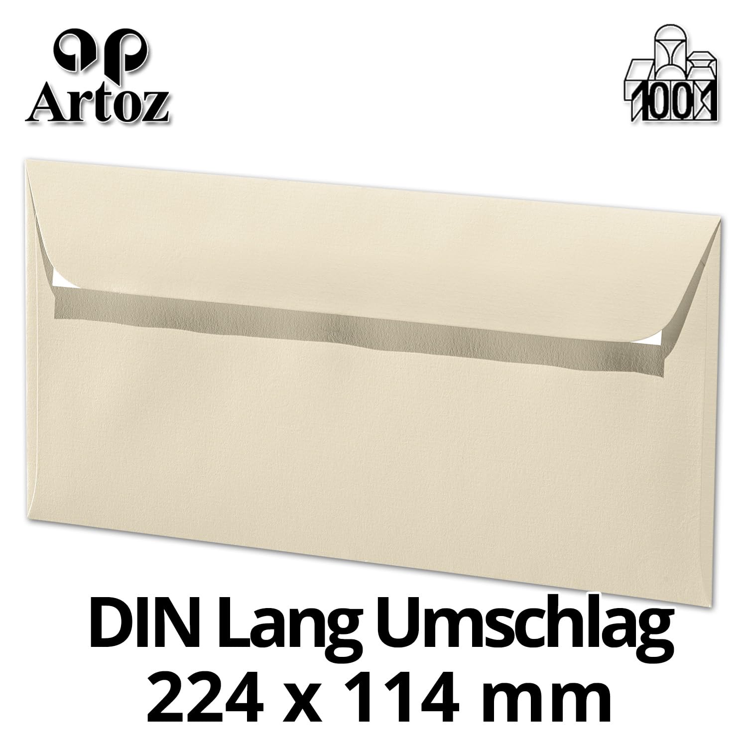ARTOZ 100x kopert DIN Lang Chamois 100 g/m² samoprzylepne - DL 224x114 mm - koperta bez okienka - koperty z klejem, pasek do odrywania