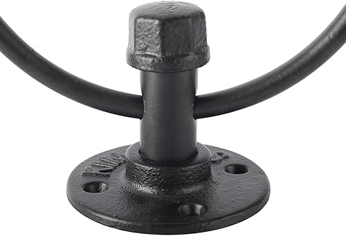 Miniatura 8 de HighFree Anillo de toalla industrial, soporte para toalla de mano de tubería de granja, accesorios de baño montados en la pared negro mate, anillo