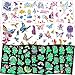 13 Blatt Tattoo Kinder Mädchen, im Dunkeln leuchten Einhorn Kindertattoos Aufkleber, Glitzer Tattoo Set Kinder mit Einhorn Schmetterling Feen, Temporäre Tattoos für Gastgeschenk Kindergeburtstag