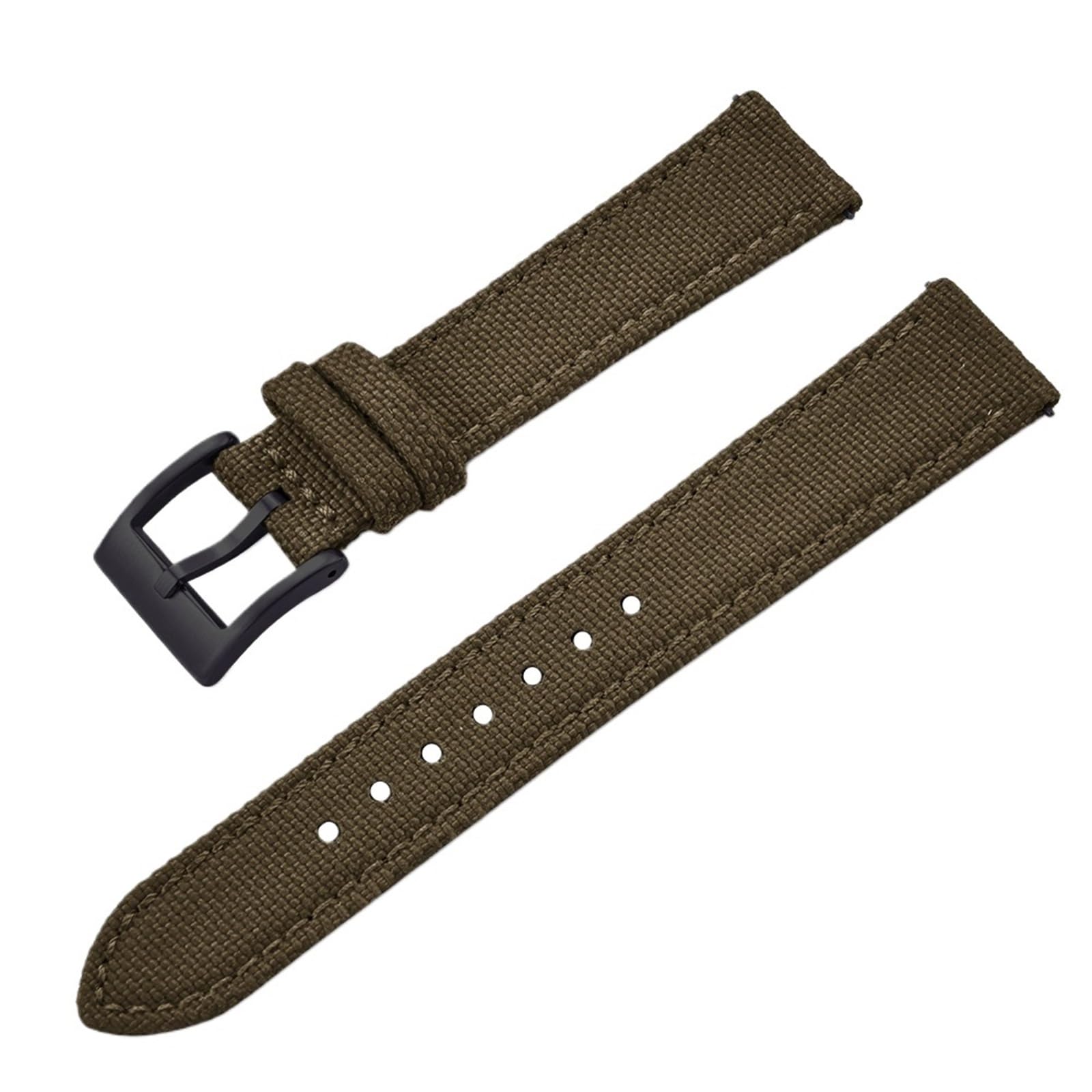 Generico Bracelet hybride en toile pour voiles et cuir - Libération rapide, coupe universelle de 18 à 22 mm (marron noir Buckle,18 mm)