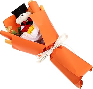 HOMSFOU Buquê De Urso De Girassol De Formatura Buquê De Flores Artificiais Mini Pelúcia Urso De Formatura Chapéu De Formatura Animal Urso Flor Urso Boneca Buquê Para Lembrancinhas De