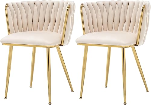 Miniatura 11 de Juego de 4 sillas de comedor de terciopelo, modernas sillas de comedor tapizadas con patas de metal dorado para comedor, tocador, cocina, sala de