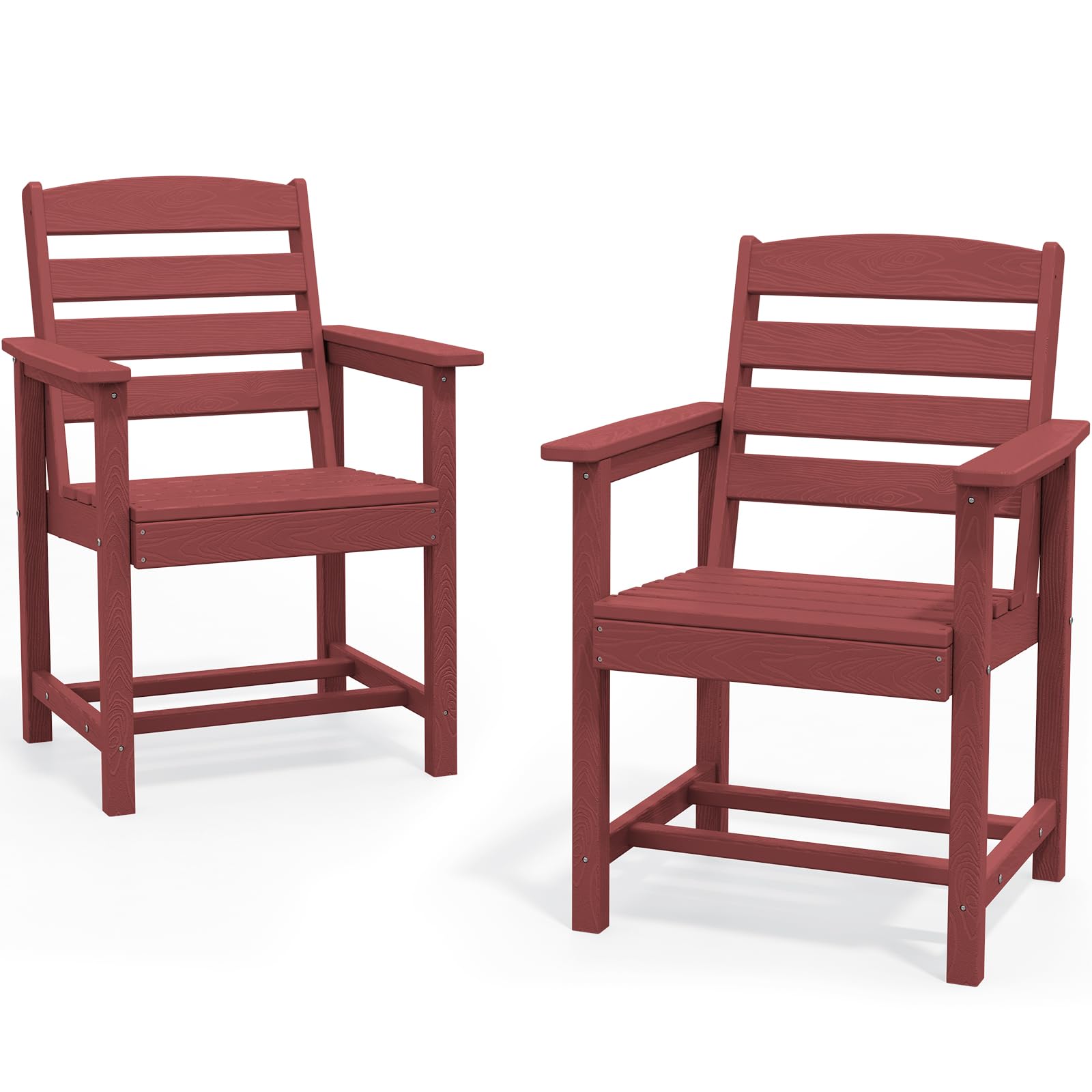 SERWALL Patio Dining Chair Set of 2, Red
