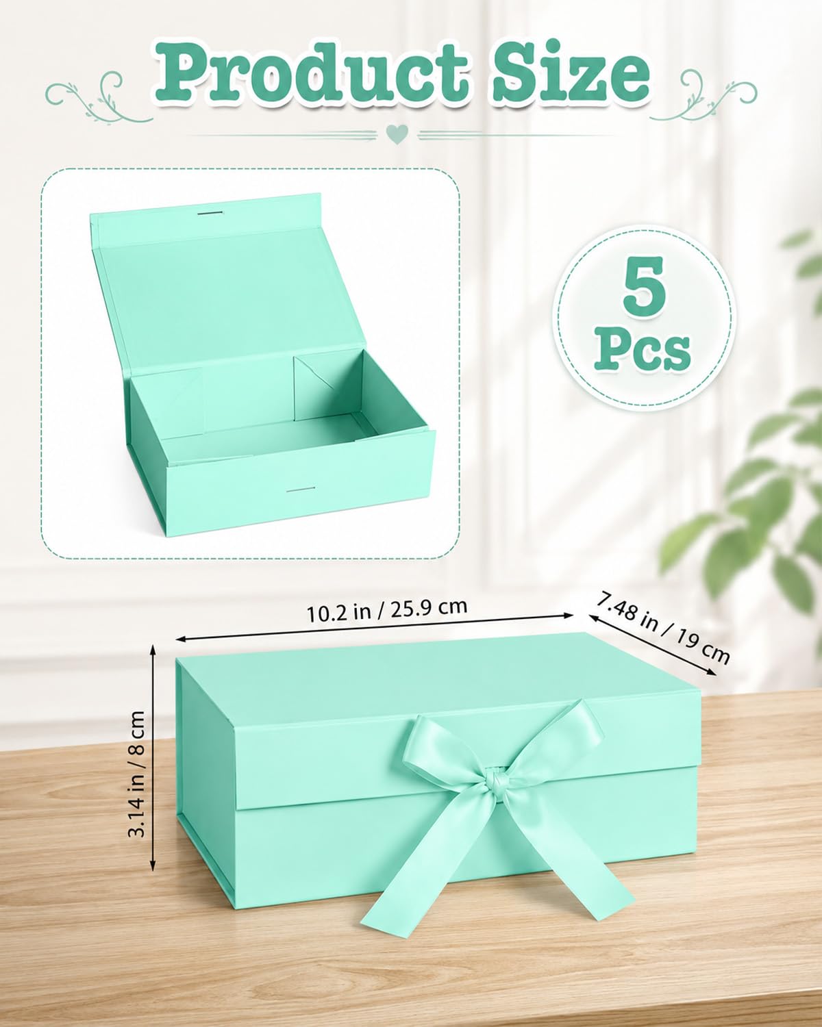 Scatole regalo, confezione da 5 scatole regalo magnetiche per damigella d'onore, scatole regalo con coperchio, grandi scatole regalo per matrimoni, confezioni regalo, compleanni, feste, Natale, 25 x