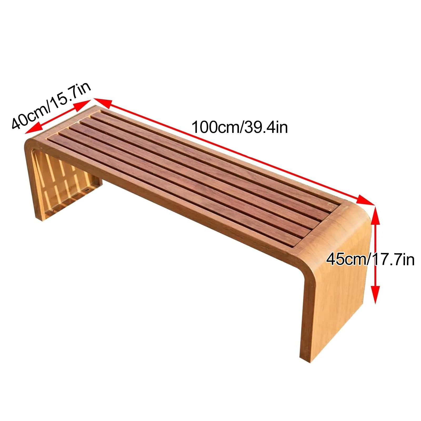 Gartenbänke, Holzbank, Terrassenbank Ohne Rückenlehne, Wetterfeste Parkbänke, Metallrahmen, Geeignet for Gärten, Veranden, Terrassen(Brown,100cm/39in)