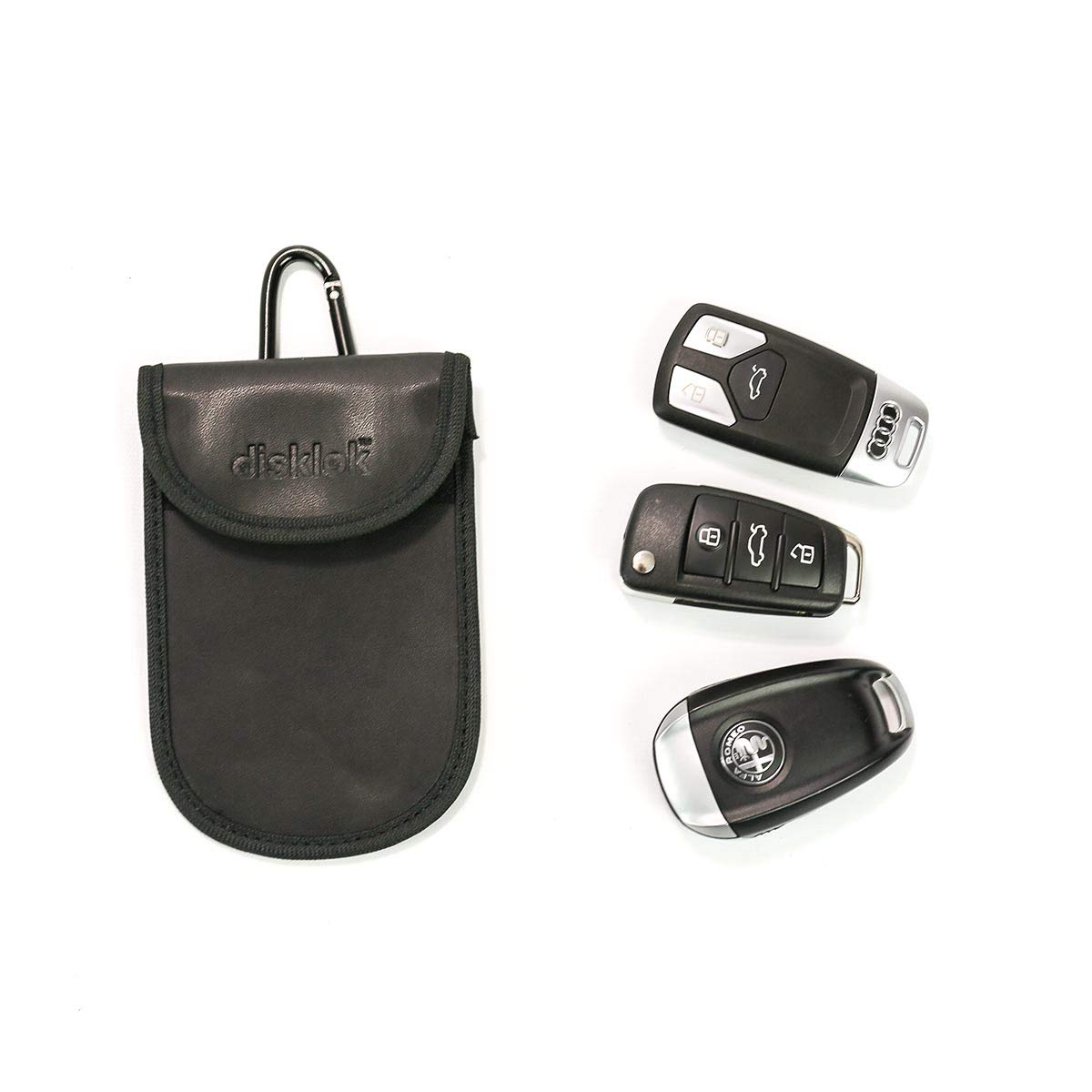 DISKLOK Security 14cm Faraday Car Key Signal Block RFID Anti-Theft Pouch Wallet