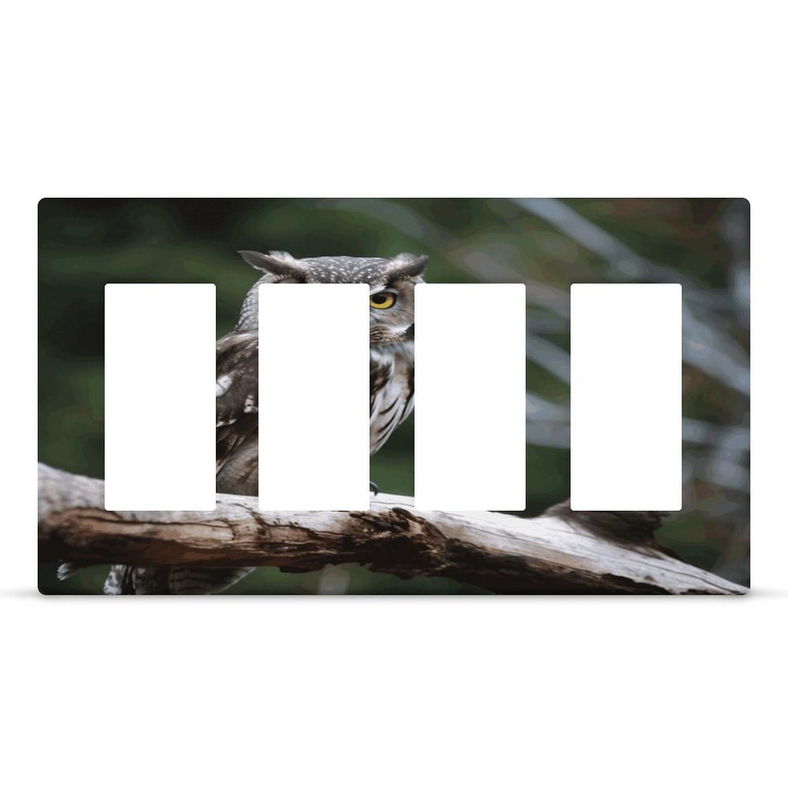 Wild Owl Birds Outlet Cover Fashion Hidden Screw Light Switch Cover Exquisite Decorative Wall Plate Polycarbonate Thermoplastic 4-Gang Faceplate Covers