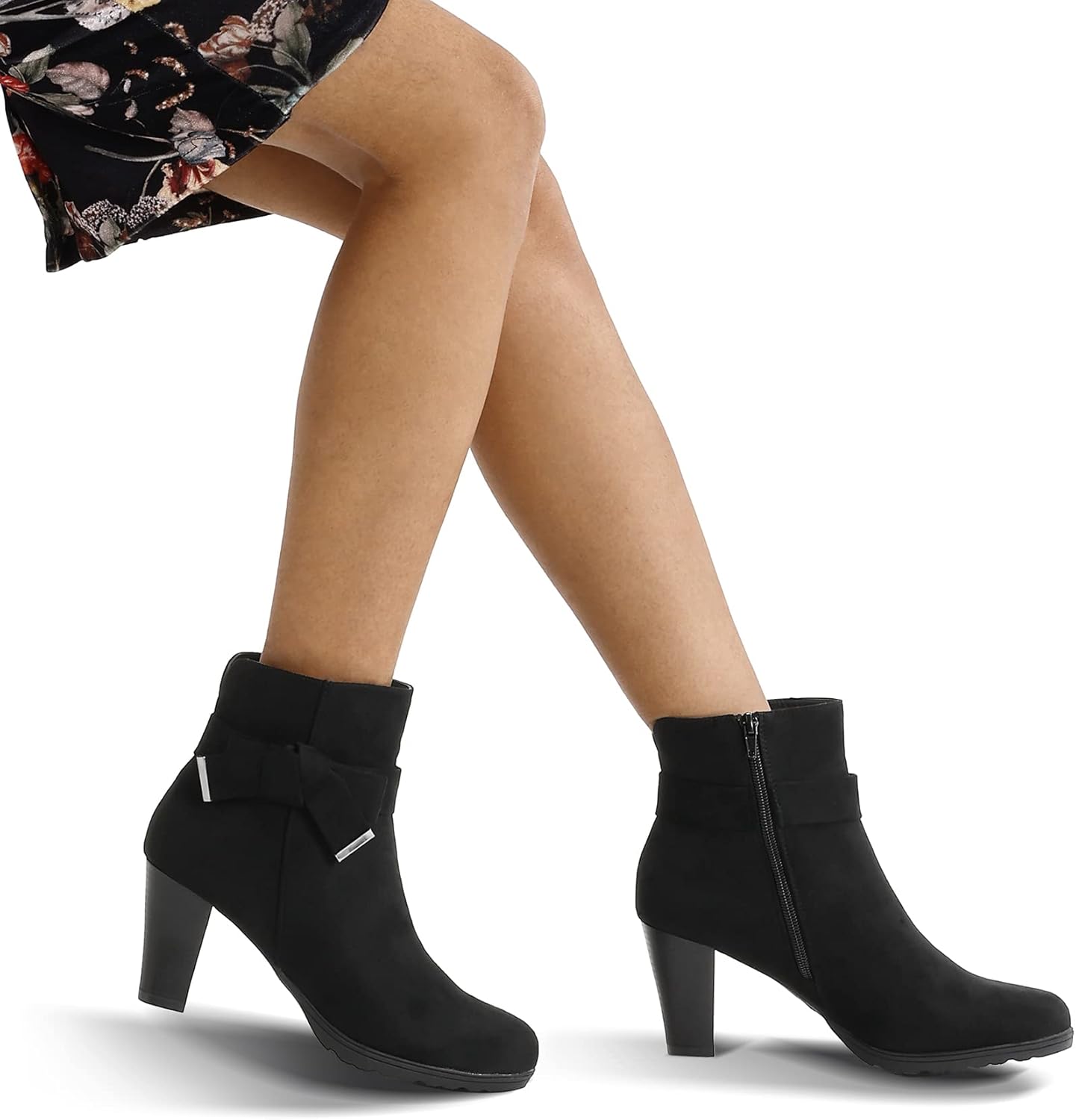 mysoft Women's Booties with Heel, Chunky Stacked Heel Zipper Ankle Boots for Ladies - Image 5