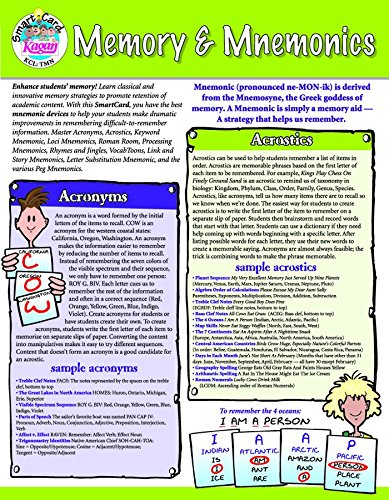 Kagan Cooperative Learning Smart Card: Memory & Mnemonics Smartcard (TMN)