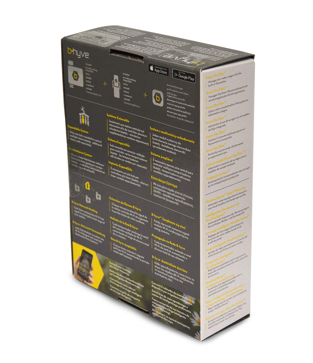 Orbit B-Hyve 94990-Programador Inteligente de riego con Enchufe Wi-Fi para Grifo de Manguera, Gris