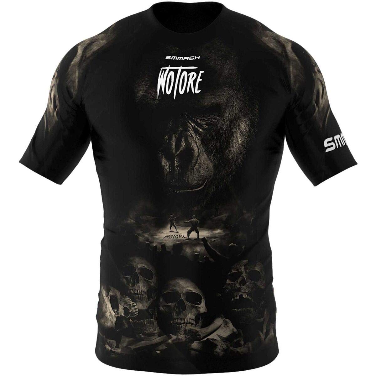 SMMASHMen's Short Sleeve Rashguard, Functional Shirt MMA BJJ Kickboxing Thai Boxing Cross-Training Fitness, Breathable T-Shirt, Professional Sportswear for Men with Silver Ion Fibres