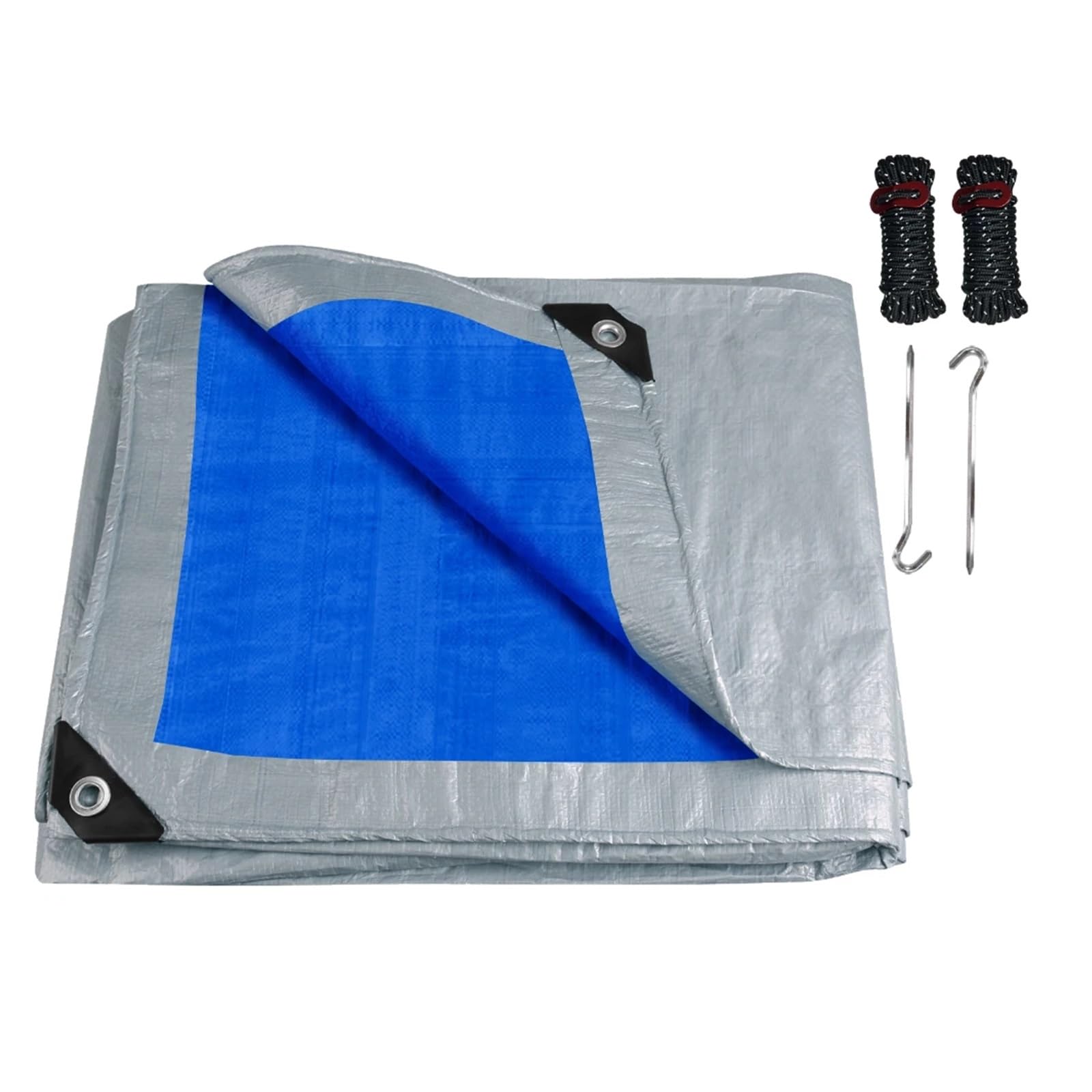 Large PE Tarpaulin Waterproof Tarp Sheet Cover with Reinforced Grommets Rainproof Tarps for Pool Caravan Garden Furniture Covers(Blue Kits,2x3M)