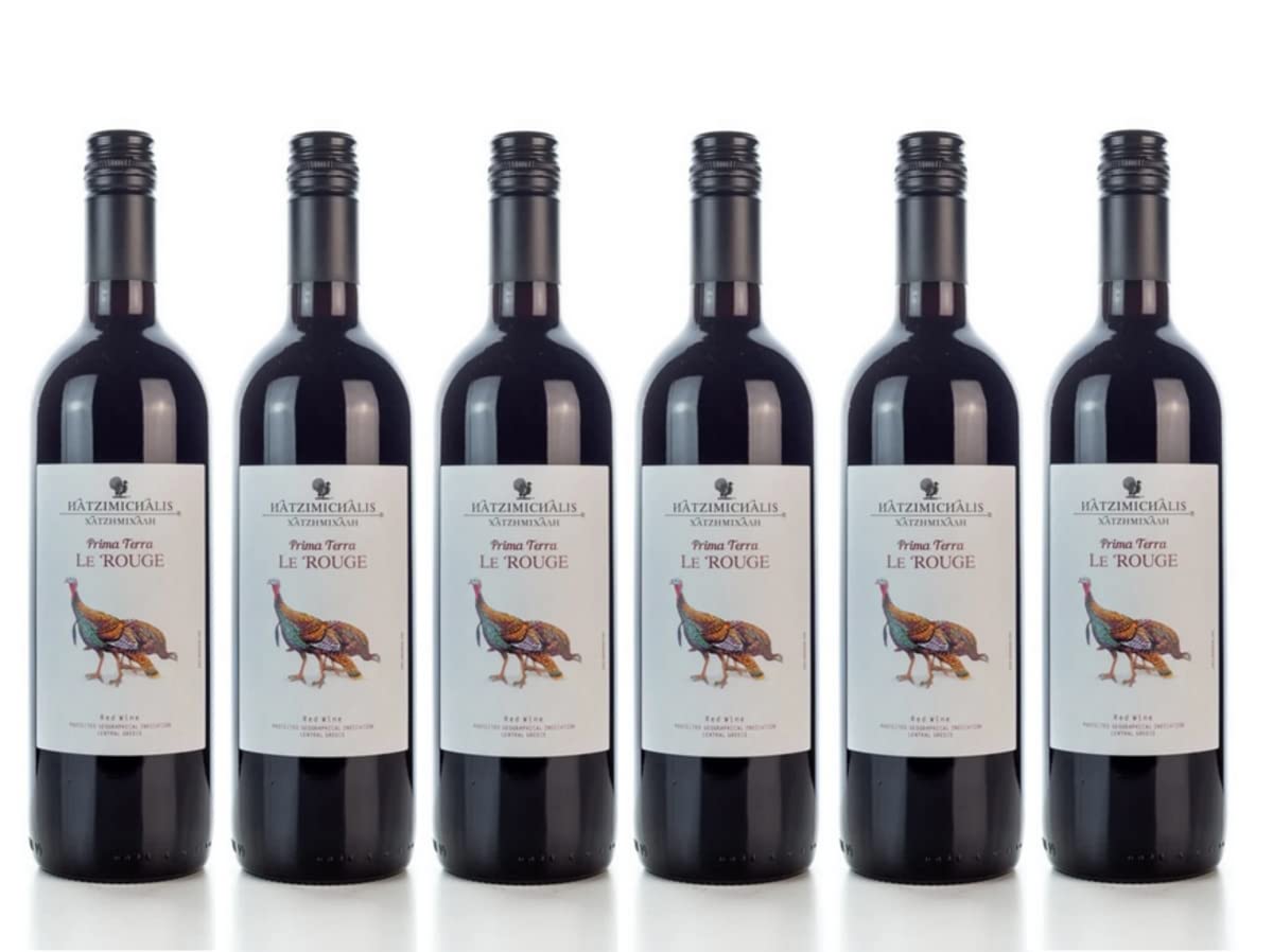 6x Prima Terra Rotwein trocken je 750ml 13,5% Vol. Hatzimichalis Wein Set Griechenland + 2x10ml Olivenöl