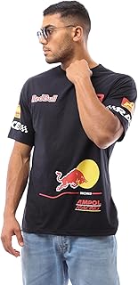 تيشرت عصري للرجال من ريفين مصنوع من القطن بأكمام قصيرة وطباعة متعددة، لون أسود