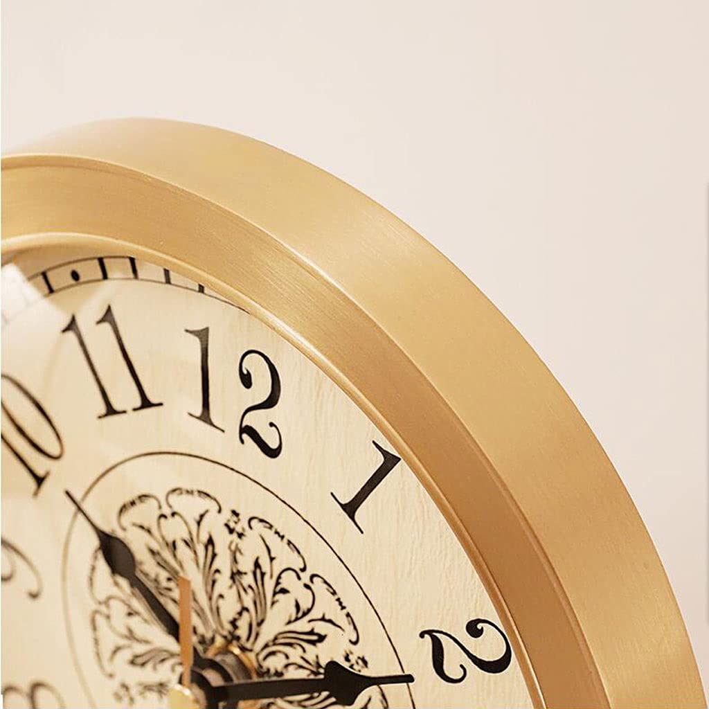 Horloge De Table En Laiton - Mouvement Silencieux, Chiffres Arabes/romains, Pile AA, Décoration Bureau/chevet