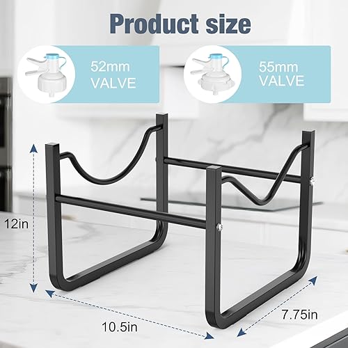Miniatura 2 de Soporte para jarra de agua de 3 a 5 galones y 2 válvulas dispensadoras, soporte de agua antideslizante resistente al óxido con boquilla de agua de