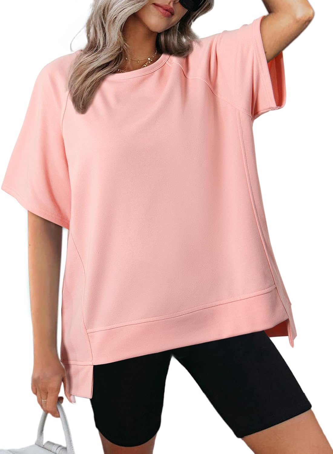 Dokotoo Oversized T Shirts for Women Crewneck Short Sleeve Casual Summer Tops Lightweight Loose High Low Blouse Dokotoo Oversized T Shirts for Women Crewneck Short Sleeve Casual Summer Tops Lightweight Loose High Low Blouse