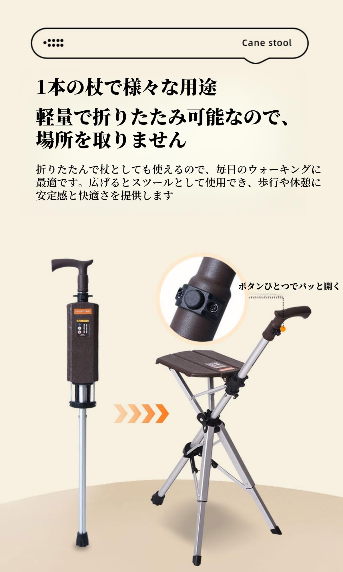 Amazon.co.jp: 杖 ステッキチェア ポータブル 杖椅子 折りたたみ椅子