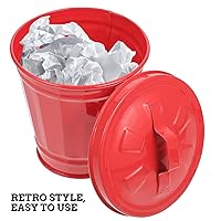 Vista 3 de Mini cubo de basura de metal para escritorio, mini cubos de basura, dispensador de basura de escritorio con tapa y asa para baño, cocina, sala