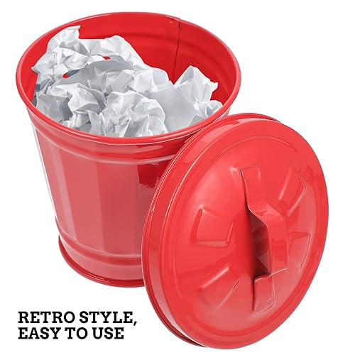 Miniatura 3 de Mini cubo de basura de metal para escritorio, mini cubos de basura, dispensador de basura de escritorio con tapa y asa para baño, cocina, sala de