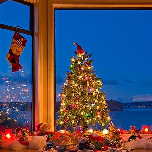 Miniatura 6 de LAMPHOME Tira de luces LED de 34.1 pies con 100 luces LED para árbol de Navidad para interiores y exteriores, con temporizador, 8 modos de