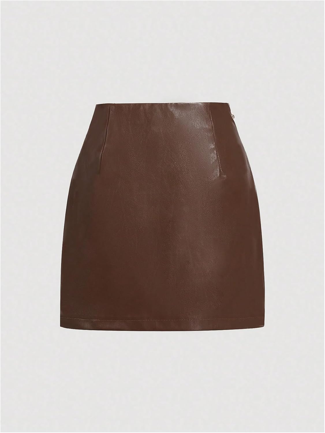 WDIRARA Women's Side Slit Metallic Trim High Waisted Faux Leather Short Skirts - Image 4