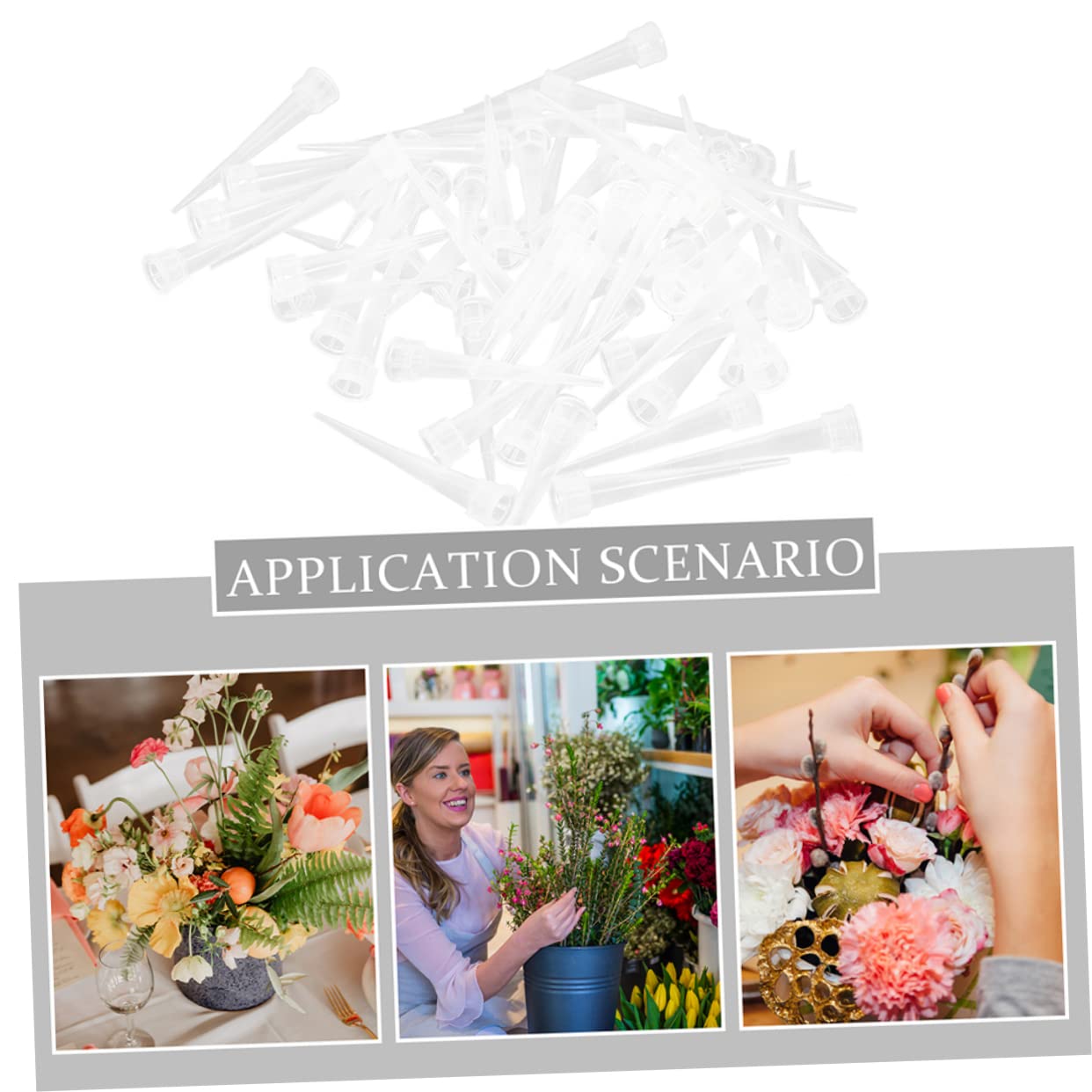 BCOATH Floral Water Tubes 50pcs Rose Stem Holders Flower Arranger Tools Plastic Floral Water Tube Holder