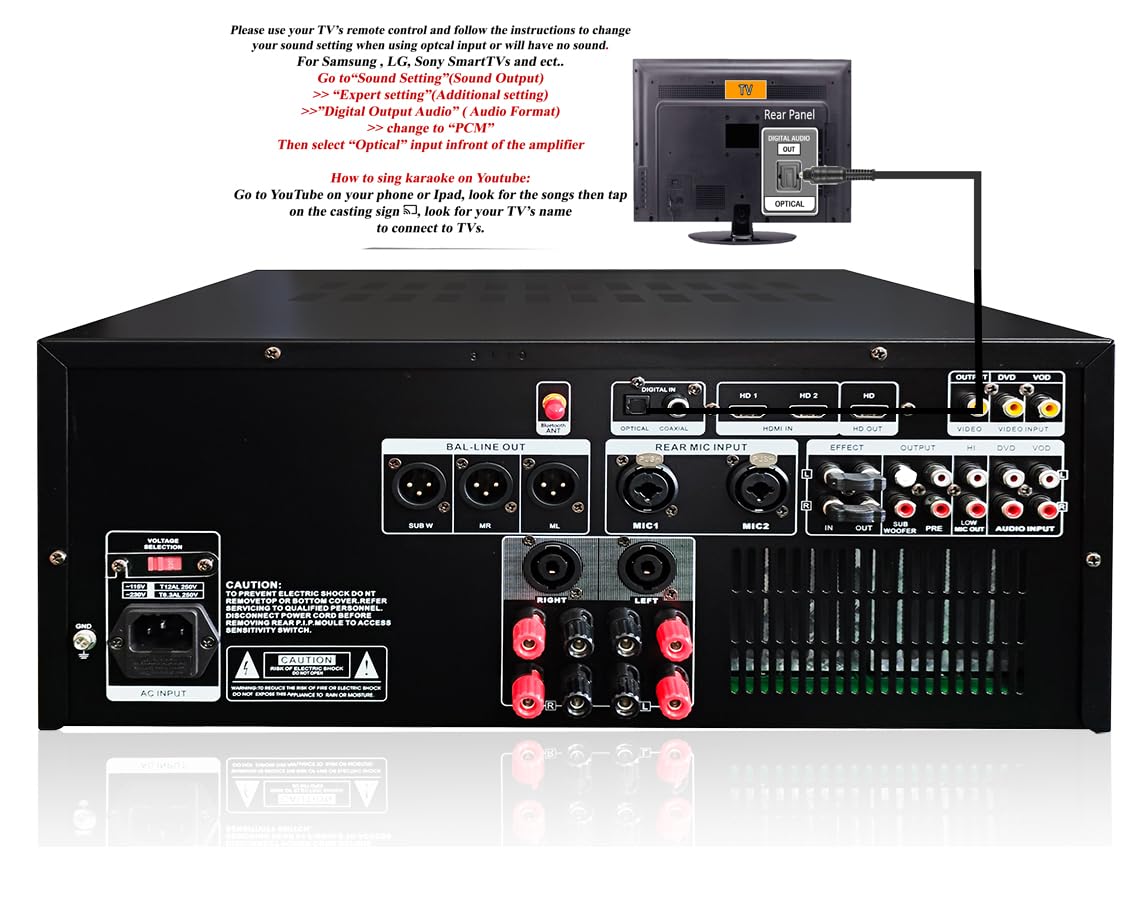 IDOLpro IP-3900II 3000W Professional Mixing Amplifier, Built-in Equalizer, Bluetooth, HDMI ARC, Optical Input, Recording