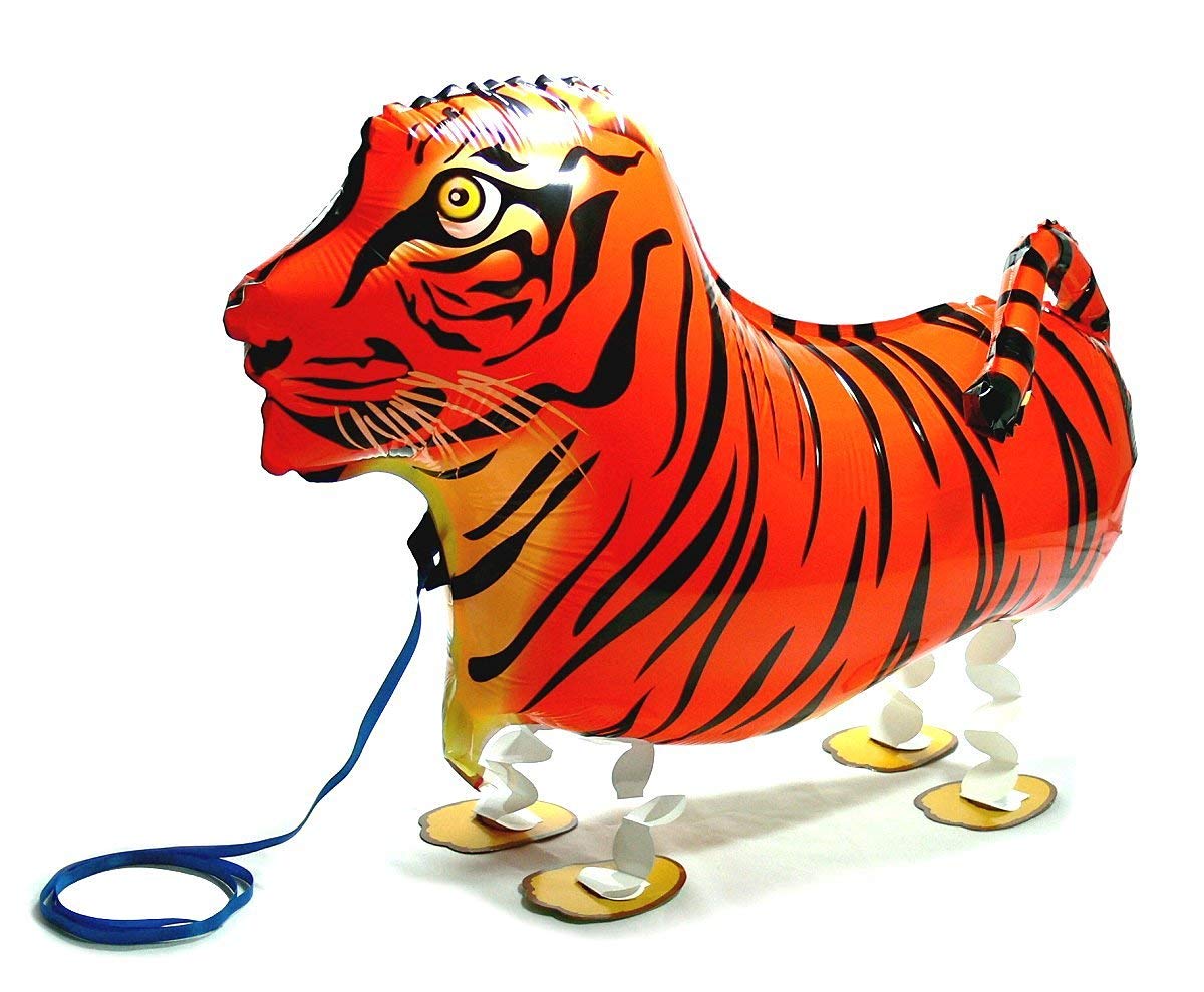 Kopper-24 Airwalker Tiger Running Animal Balloon Helium Walking Foil Balloon Decoration for Children Birthday Party Wedding Children's Gift JGA Decoration Animal Balloons Running
