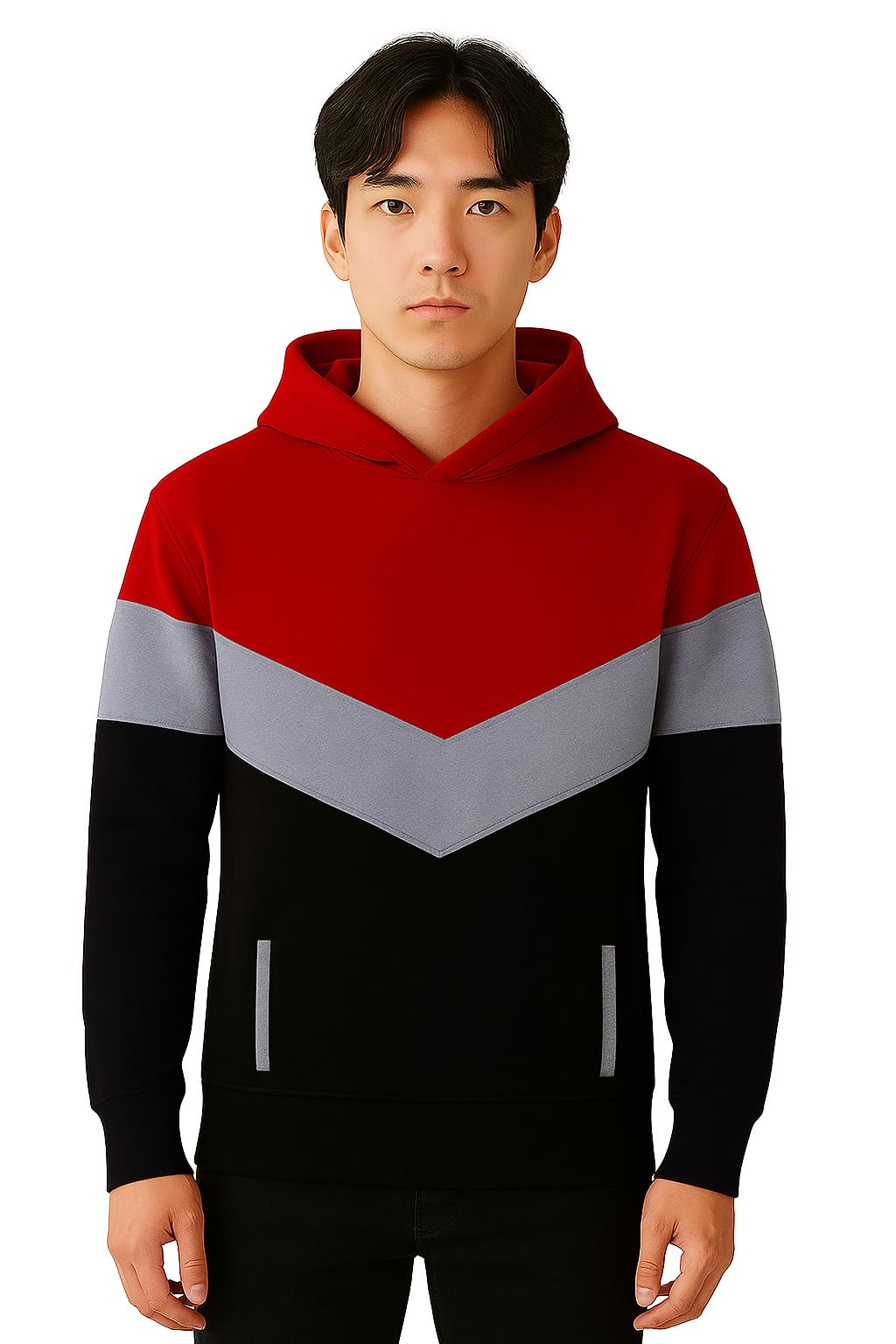 Men's Colorblocked Polyester Hooded Sweatshirt-image-47