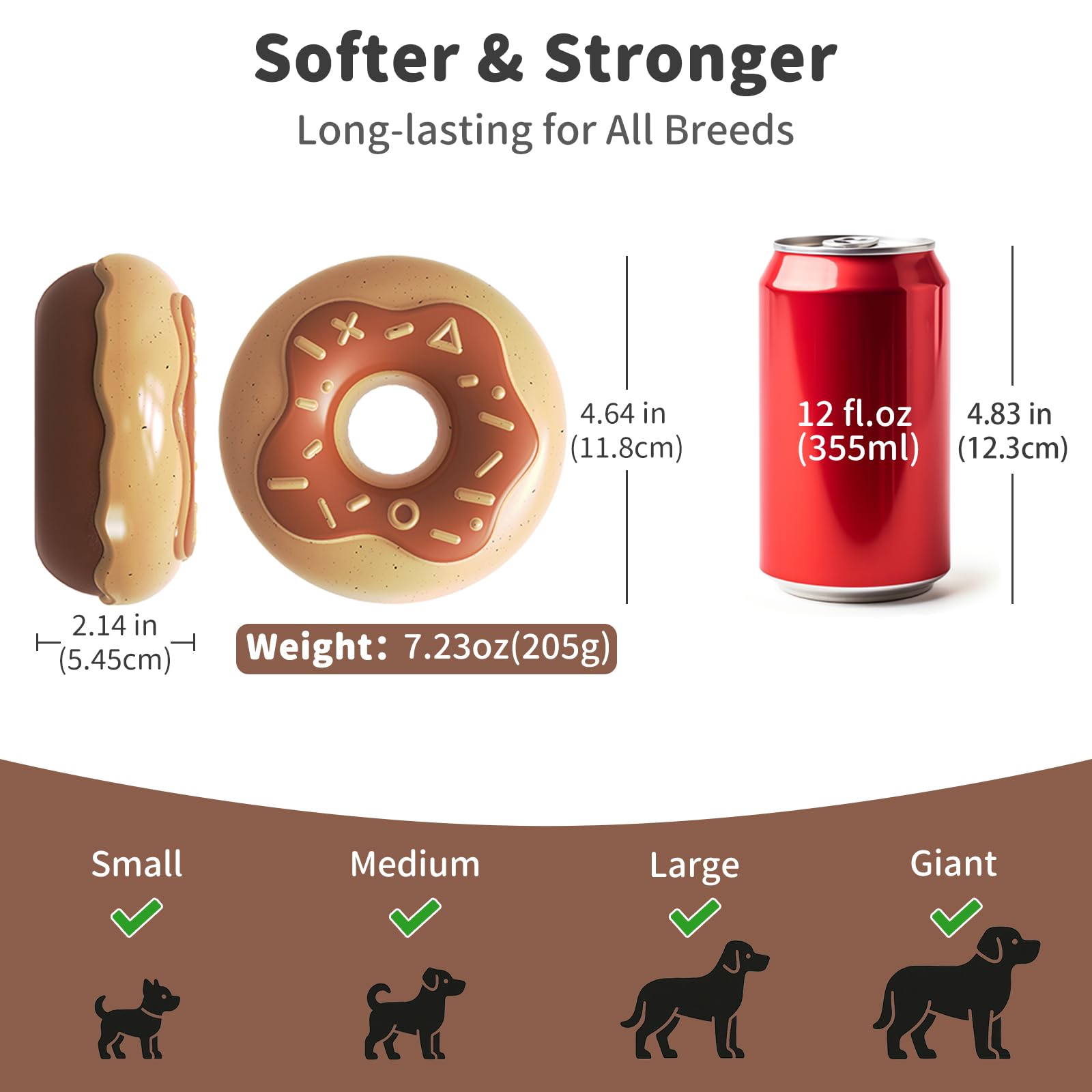 Juguetes para perros para masticadores agresivos, juguete masticable indestructible chirriante para mantenerlos ocupados, dona de goma interactiva con sabor a leche y rebote, limpieza de