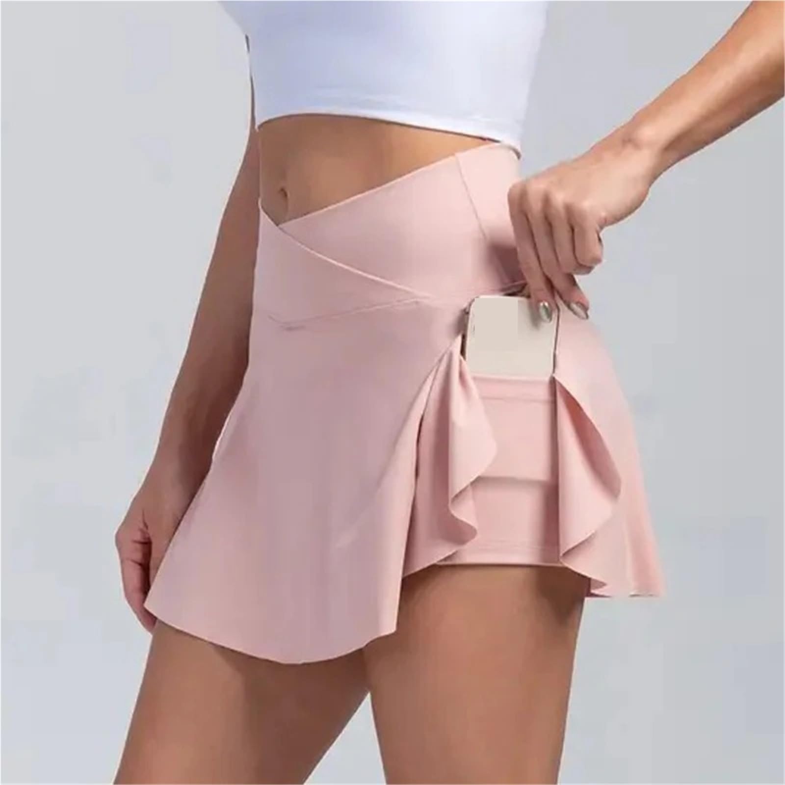Damska plisowana spódnica do tenisa z kieszeniami i nylonem ze spandexu | Różowy SML XL XXL: Sport Tenis Bieganie Siłownia Na co dzień