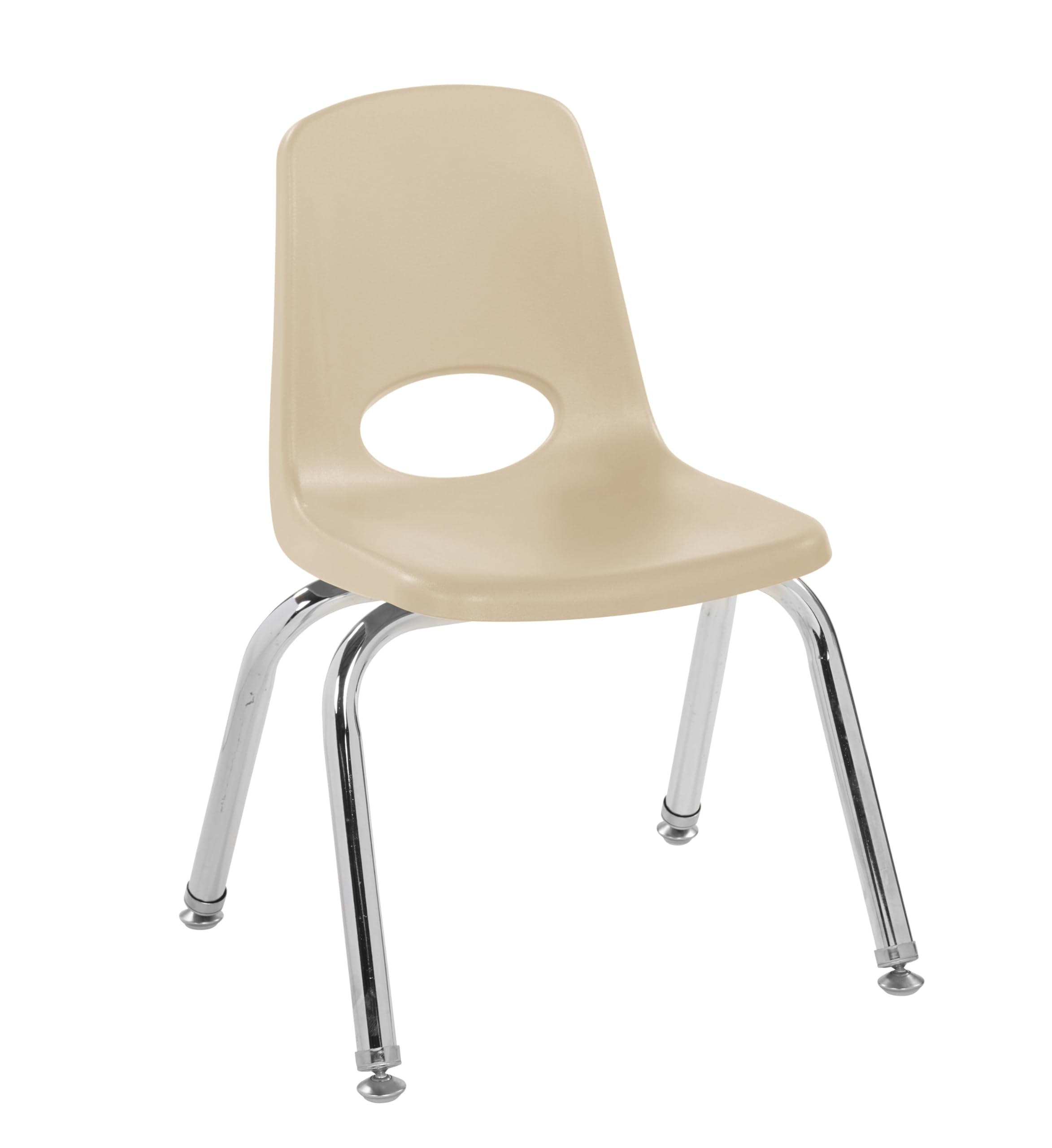 FDP 12" School Stack Chair,Stacking Student Seat with Chromed Steel Legs and Swivel Glides for Classroom, Homeschool or Learning Space - Sand, 11556-SD