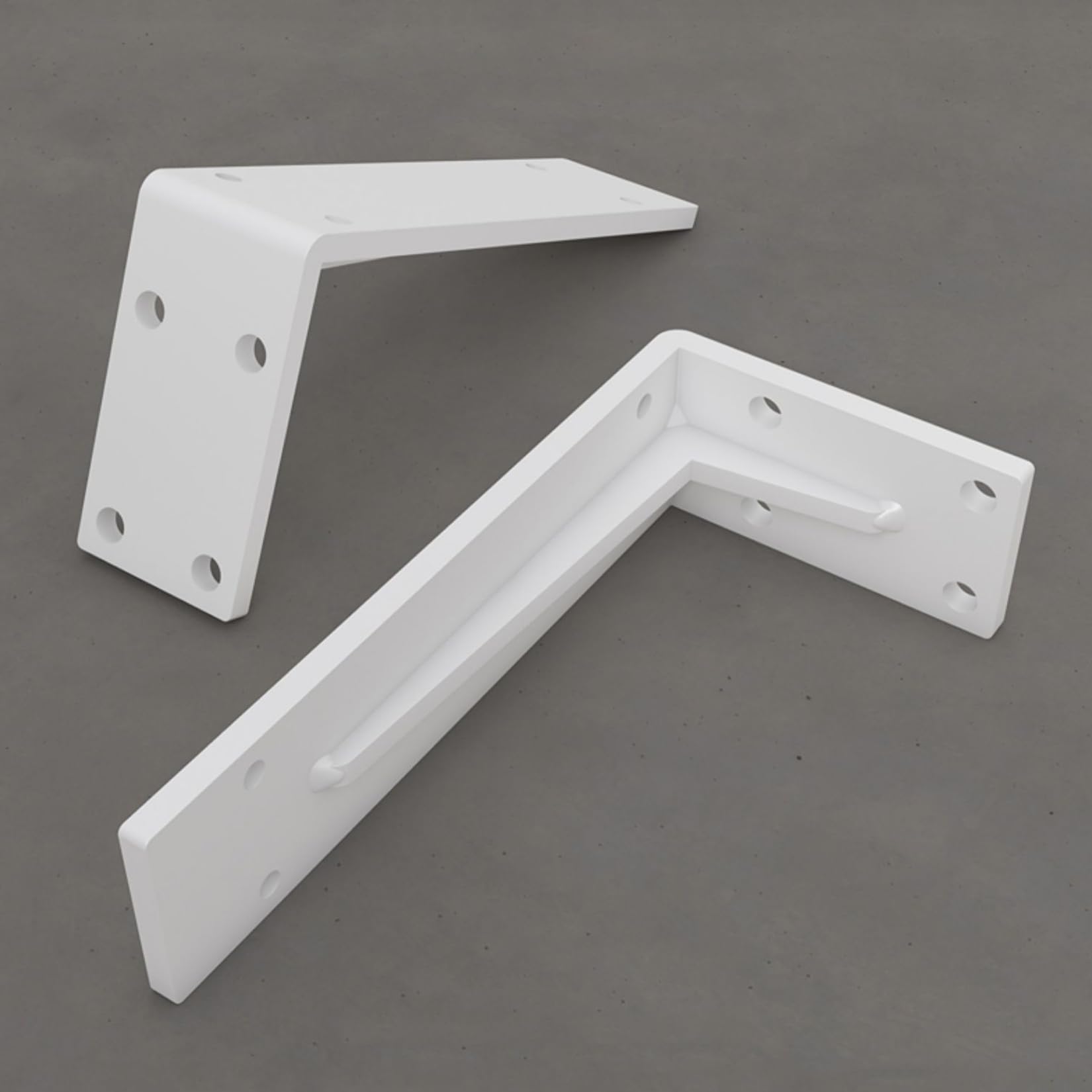2 Piezas Soportes para Estantes Pesados de Pared,Escuadras Para Estanterias Flotante,Escuadras Metalicas,0,5 cm de Espesor,para Salón Cocina Libros,con Tornillos (60cm,Blanco)