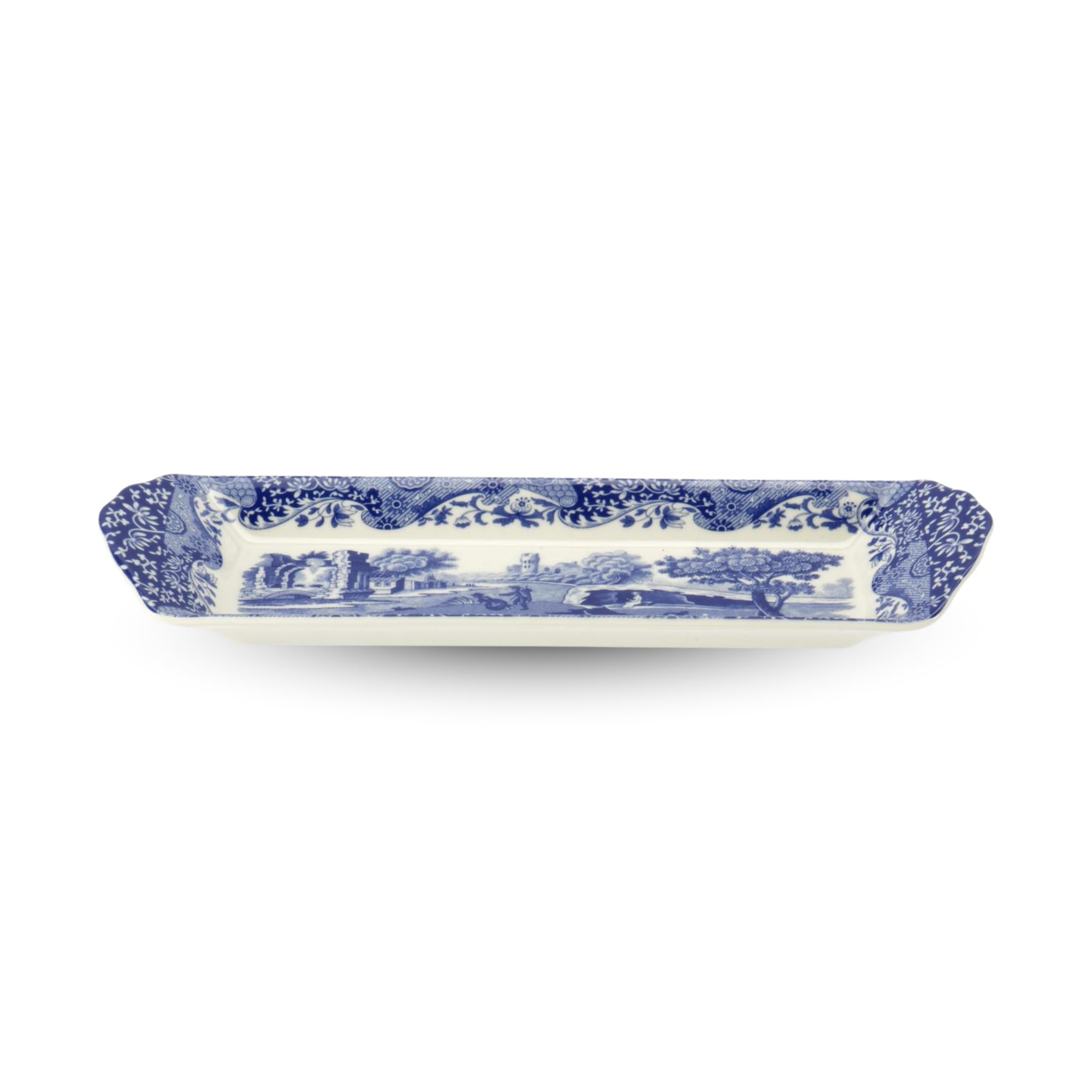 Spode Blue Italian Small Tray - 9 Inch Porcelain Decorative Serving Tray - Shallow Serving Bowl for Salad