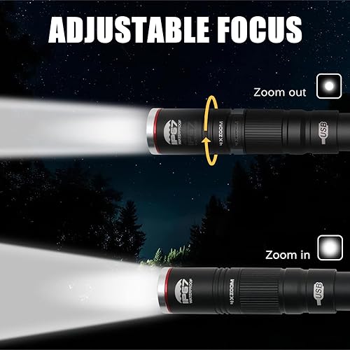 Miniatura 3 de Linterna recargable para bolígrafo, linterna recargable de bolsillo LED de 300 lúmenes con clip, zoomable impermeable, perfecta para emergencias,