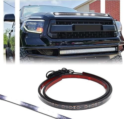 Estilo y visibilidad mejorados Kit de luz de xenón blanco de 5 barras con 16 LED para protuberancia del capó detrás de la parrilla  Compatible con