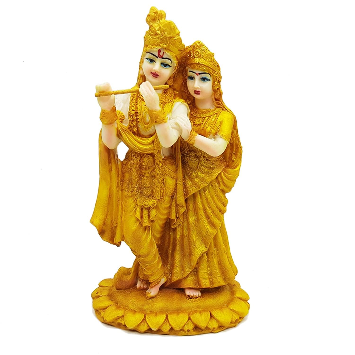 SMRK Radha Krishna and Camden Cow Statue - Religious God Idol for Puja, Mandir, Home Decor | Sacred Multi Figurine Gift for Temple & Home Use (Multi Color)