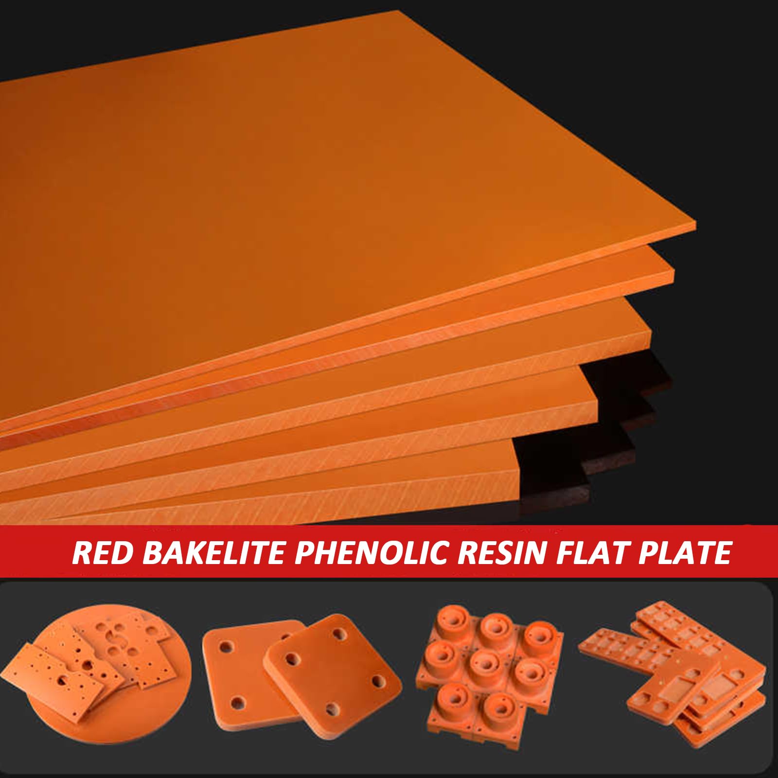 Placa plana de resina fenólica de baquelita roja de 12 mm de grosor, paquete de 5 piezas para proyectos de bricolaje y componentes electrónicos aislados, 150 mm x 150 mm