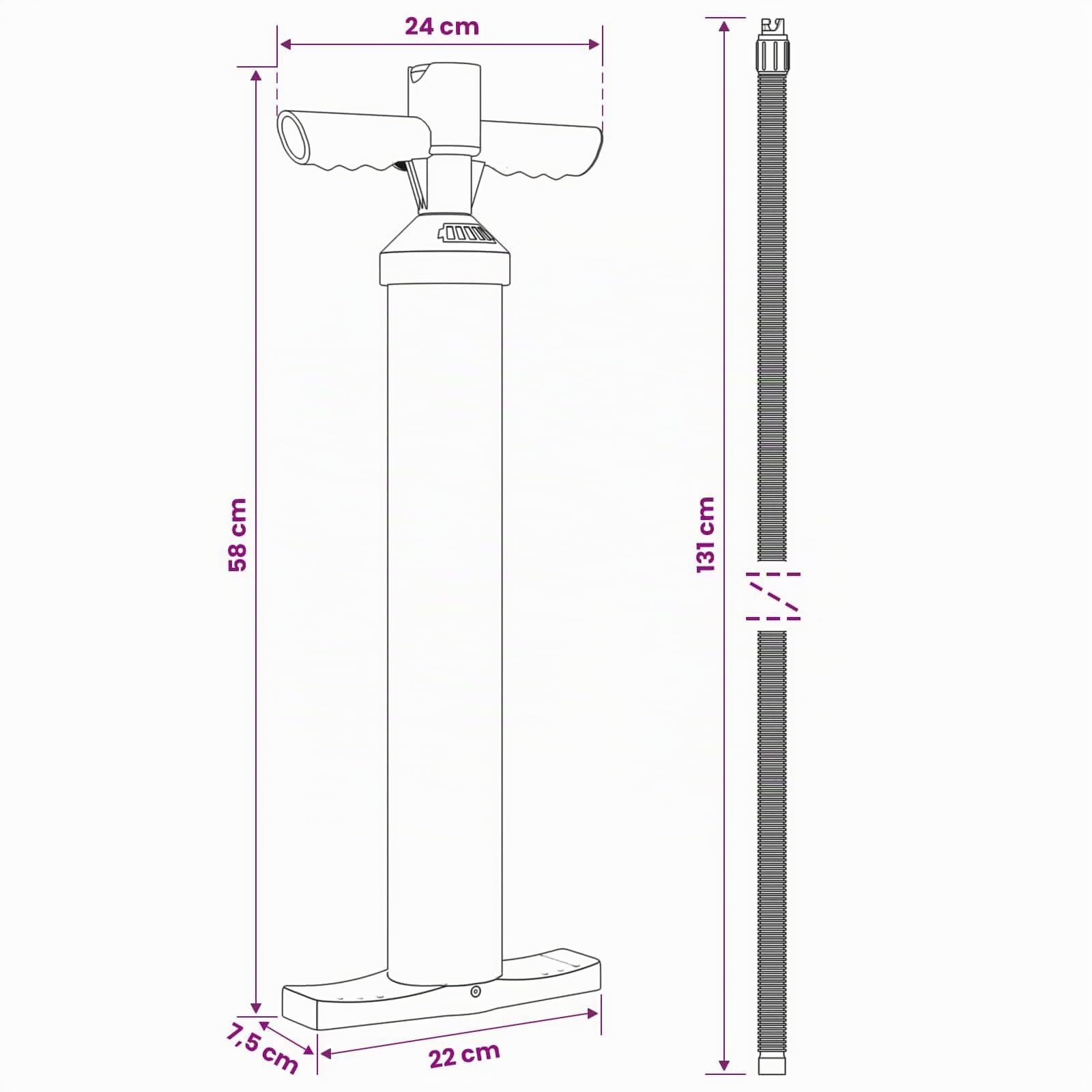 vidaXL Pompa per SUP con Manometro Nero PP