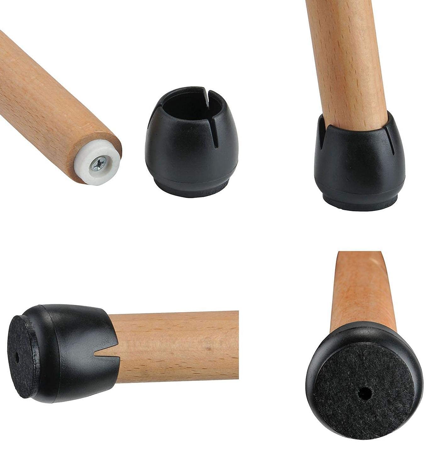 Tapas protectoras for patas de sillas, 16 piezas Tapas for patas de sillas Redondo Negro Silicona Mesa Muebles Pies de patas Cubiertas de puntas Almohadillas de fieltro for evitar rayones Protector de