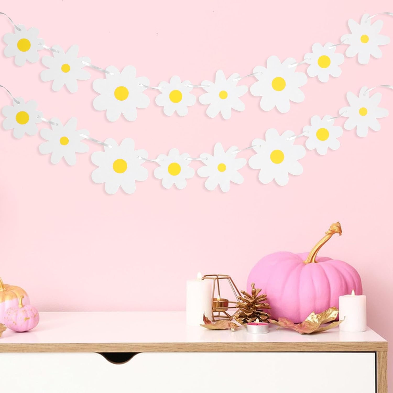 Gjinxi 2Pcs Daisy Groovy Boho Party Banners, White Hippie Daisy Party Supplies Decorations, Spring Flower Garlands, Daisy Paper Cutouts for Birthday Party Classroom Home Favor Decor Gjinxi 2Pcs Daisy Groovy Boho Party Banners, White Hippie Daisy Party Supplies Decorations, Spring Flower Garlands, Daisy Paper Cutouts for Birthday Party Classroom Home Favor Decor