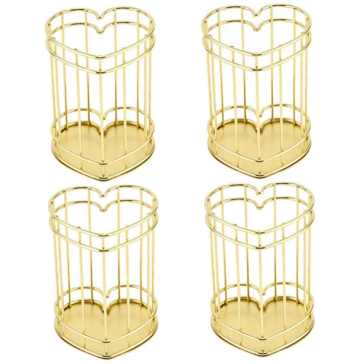 Botes Portalápices 4 Piezas Portalápices De Corazón De Hierro Porta Brochas De Maquillaje Cubo De De Escritorio Constituir Porta Cosméticos Portavasos De Alambre Acero Inoxidable