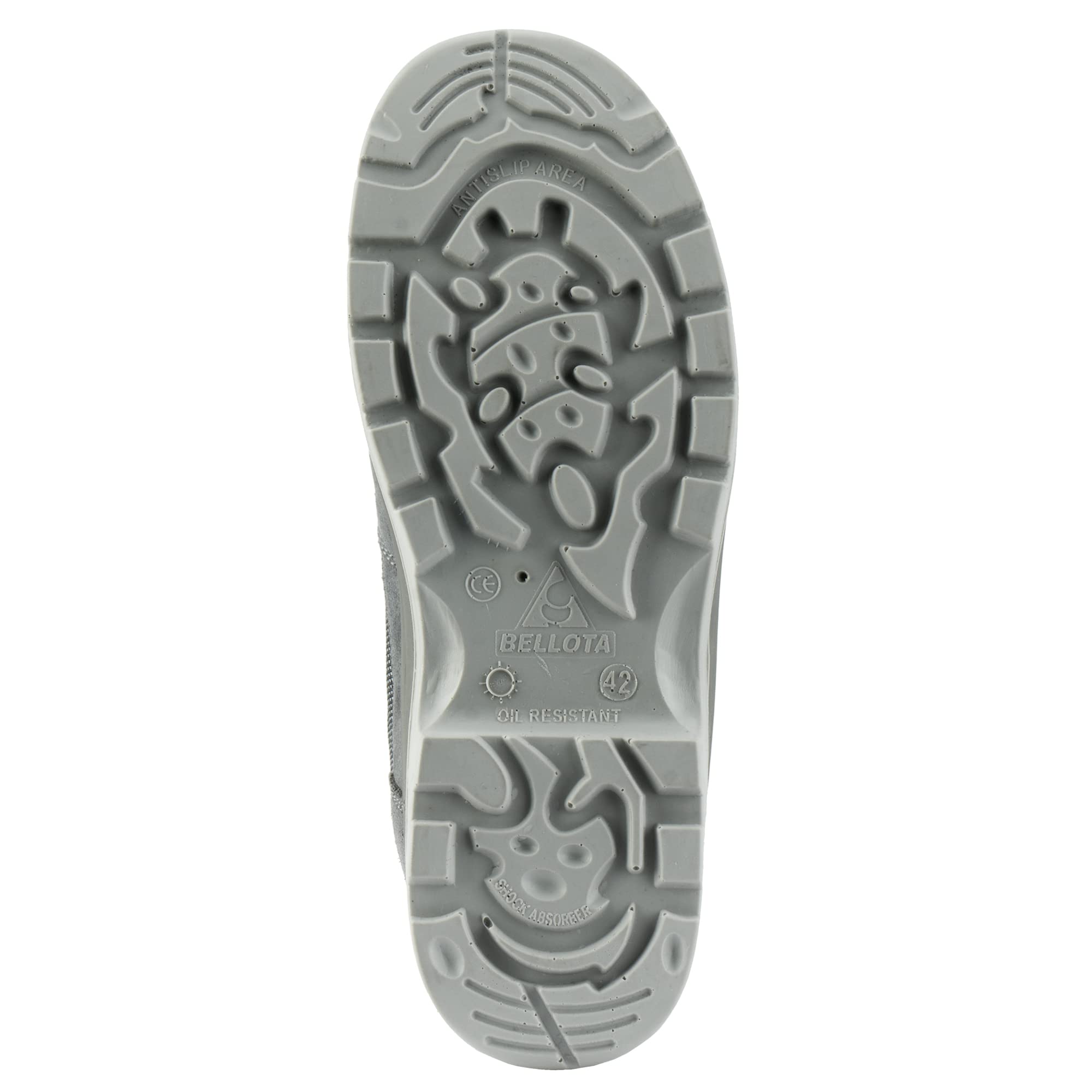 Bellota 72310GJS1P - Zapato de Seguridad Comp+ Gris S1P de Hombre y Mujer de Piel Serraje Transpirable, Acolchada y con Zonas Reforzadas Antiabrasión