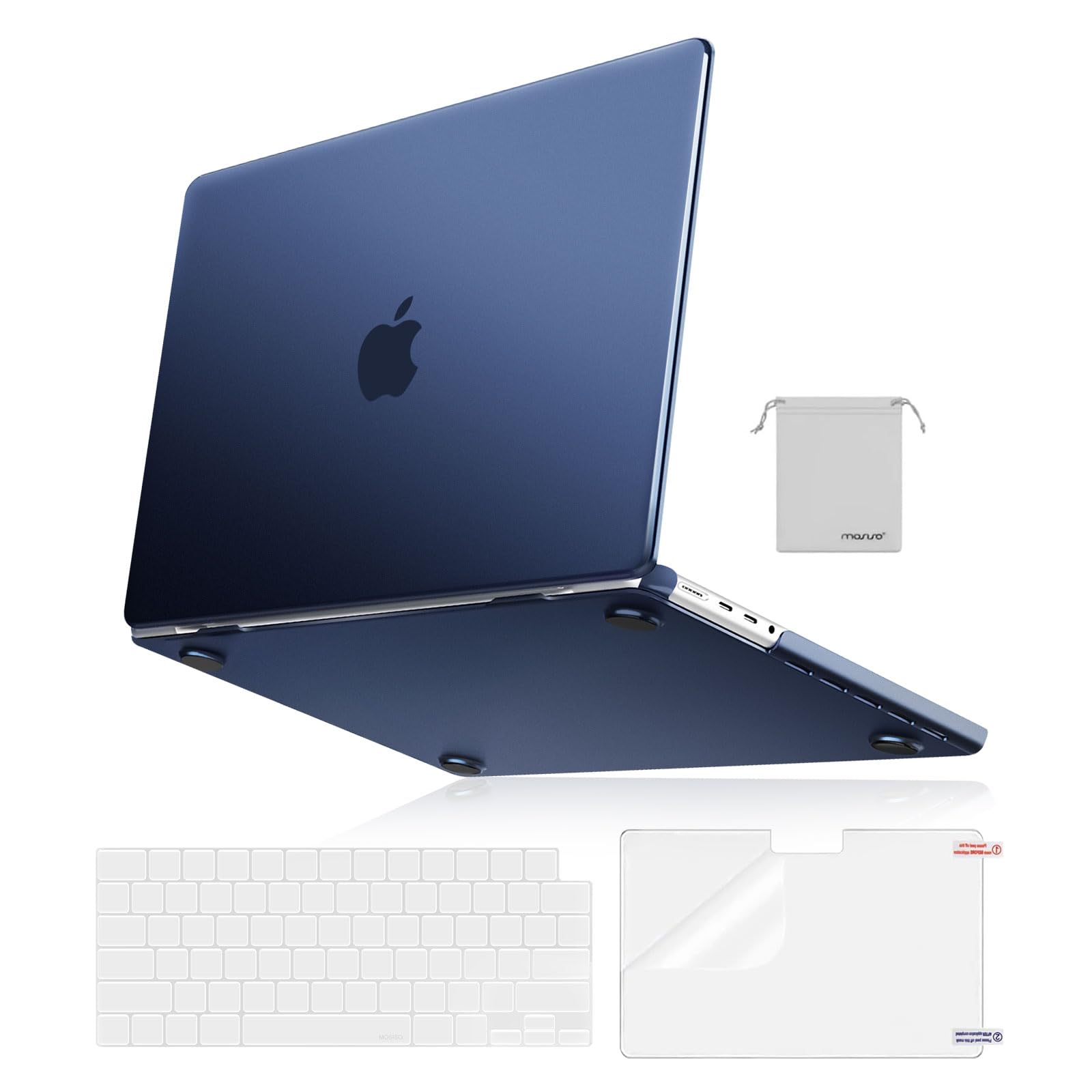 MOSISO Compatible with MacBook Pro 16 inch Case 2025-2021 M4 M3 M2 M1 A3403 A3186 A2991 A2780 A2485,Ultra-Thin Natural Original Color Hard Shell Case&Keyboard Cover&Screen Film&Pouch, Midnight Blue